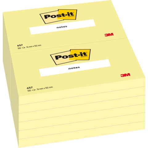 Foglietti Post-it® Canary Yellow 100% PEFC 100 ff/blocchetto - 12 blocchetti/confezione - 657 CY